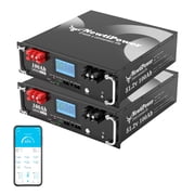 48V 100Ah 3U 10.2KW Server Rack Lithium LiFePO4 Battery with 10.2KWMonitor&200A BMS Grade A Cells, Supports CAN/RS232/RS485,10000+ Cycles,Perfect for RV,Home Storage,Solar Power System 2 Packs