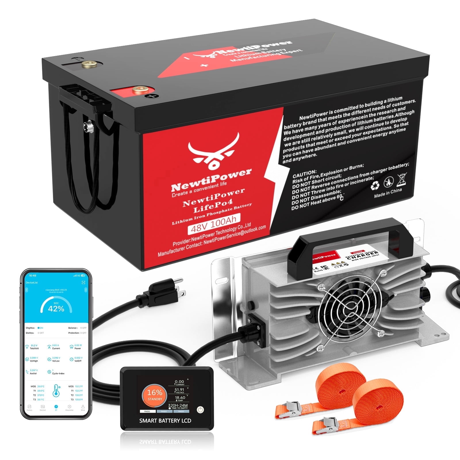48V 100Ah Golf Cart Lithium LiFePO4 Battery 200A BMS Grade A Cells Deep Cycle Rechargeable Battery