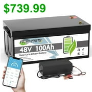 48V 100Ah LiFePO4 Lithium Battery,TCBWORTH Golf Cart Batteries for RV,Camping,Solar,Marine,Home Energy Storage,2C Rate Discharging,15000+Deep Cycles,Built in 200A BMS
