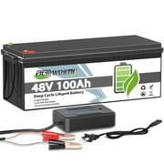 48V 100Ah LiFePO4 Lithium Battery,Built in 200A BMS,TCBWORTH Golf Cart Batteries for RV,Camping,Trolling Motor,Solar,Marine,Home Energy Storage,2C Rate Discharging,Deep Cycles Battery