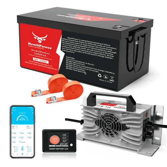 48V 100Ah LiFePO4 Lithium Battery,200A BMS,10000+ Deep Cycle Lithium Iron Phosphate Battery Great for Golf Cart, RV, Marine and Off Grid Applications