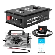 48V 100Ah LiFepo4 Lithium Battery with 200A BMS&APP, Perfect for Golf Carts, Boat, Trolling Motor, Lawn Mower, Solar, Off-Grid Life