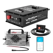 48V 100Ah LiFepo4 Lithium Battery with 200A BMS&APP, Perfect for Golf Carts, Boat, Trolling Motor, Lawn Mower, Solar, Off-Grid Life