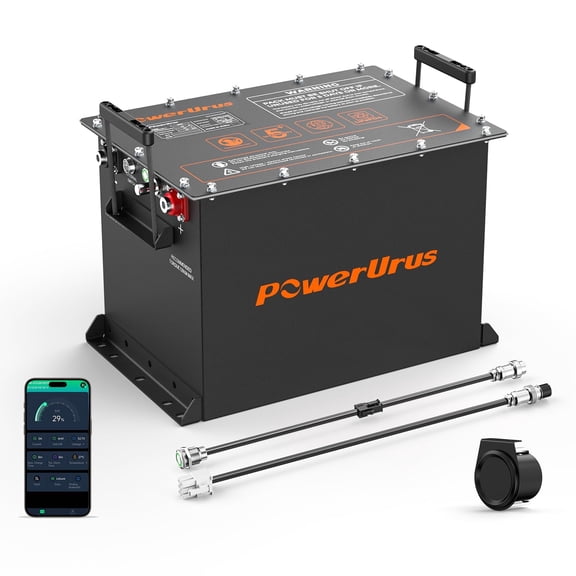 48V 100Ah Lithium Golf Cart Battery, PowerUrus 48V Lithium Golf Cart Battery, 48V 100Ah LiFePO4 Batteries, Built-in Max 300A BMS, with LCD Monitor & Mobile APP, 4000+ Cycles, Perfect for Golf Cart