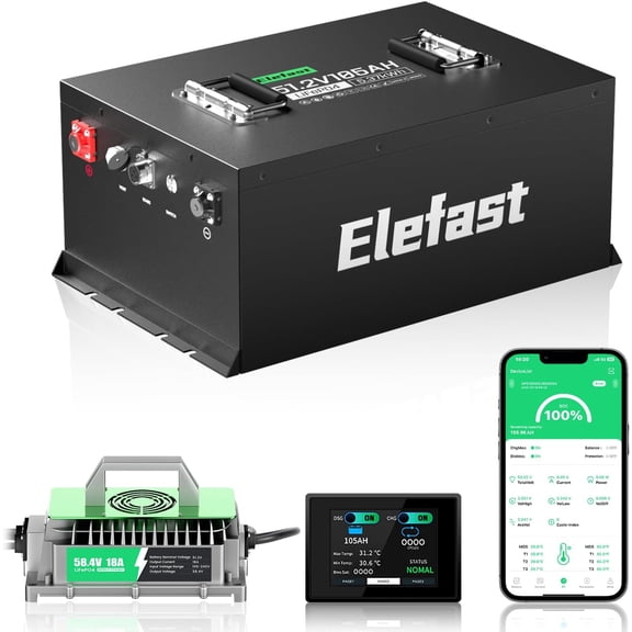 48V 105AH Lithium Lifepo4 Battery for Golf Cart Kit with 18A Charger and Touch Monitor,Peak Current 1000A,Built-in 200A BMS,Up to 6000+ Deep Cycle,Perfect for Golf Carts,Lawnmower,Club Car