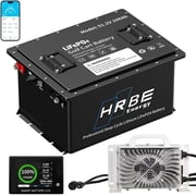 48V 105Ah Golf Carts Lithium Lifepo4 Battery Bluetooth,with Smart Monitor Mobile APP & 58.4V 20A Charger,15000+ Deep Cycles,Built in 200A BMS,5376WH
