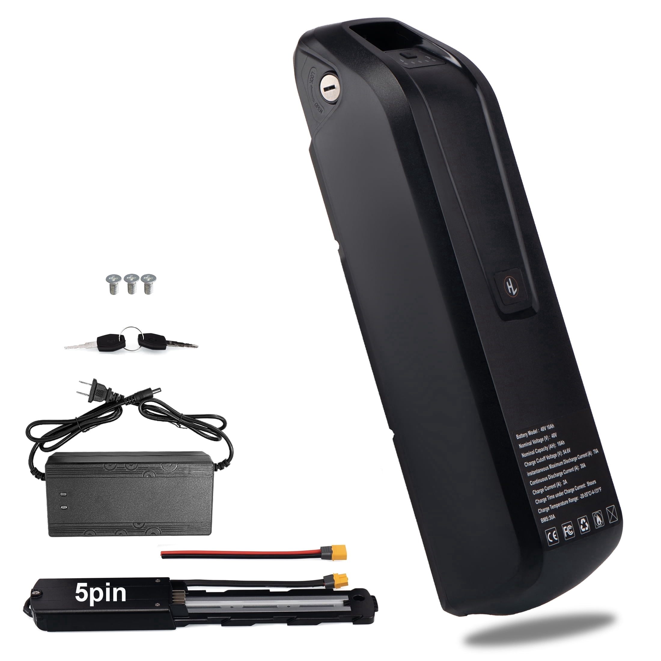 Caomm 48V 10Ah Removable Ebike Battery, 1000W, Waterproof Lithium