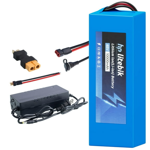 48V 10Ah Battery 48V Lithium-ion Ebike Battery 750W with BMS Compatible for Adult Electric Bikes Motors