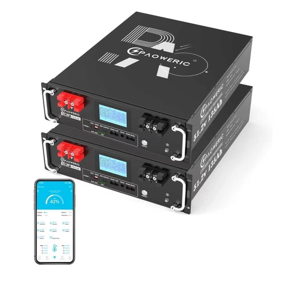 48V 135Ah LiFePO4 Battery - Server Rack with Smart 100A BMS, Touch Screen & APP Control, 6912WH Energy, Ideal for Solar/Off-Grid Energy Storage