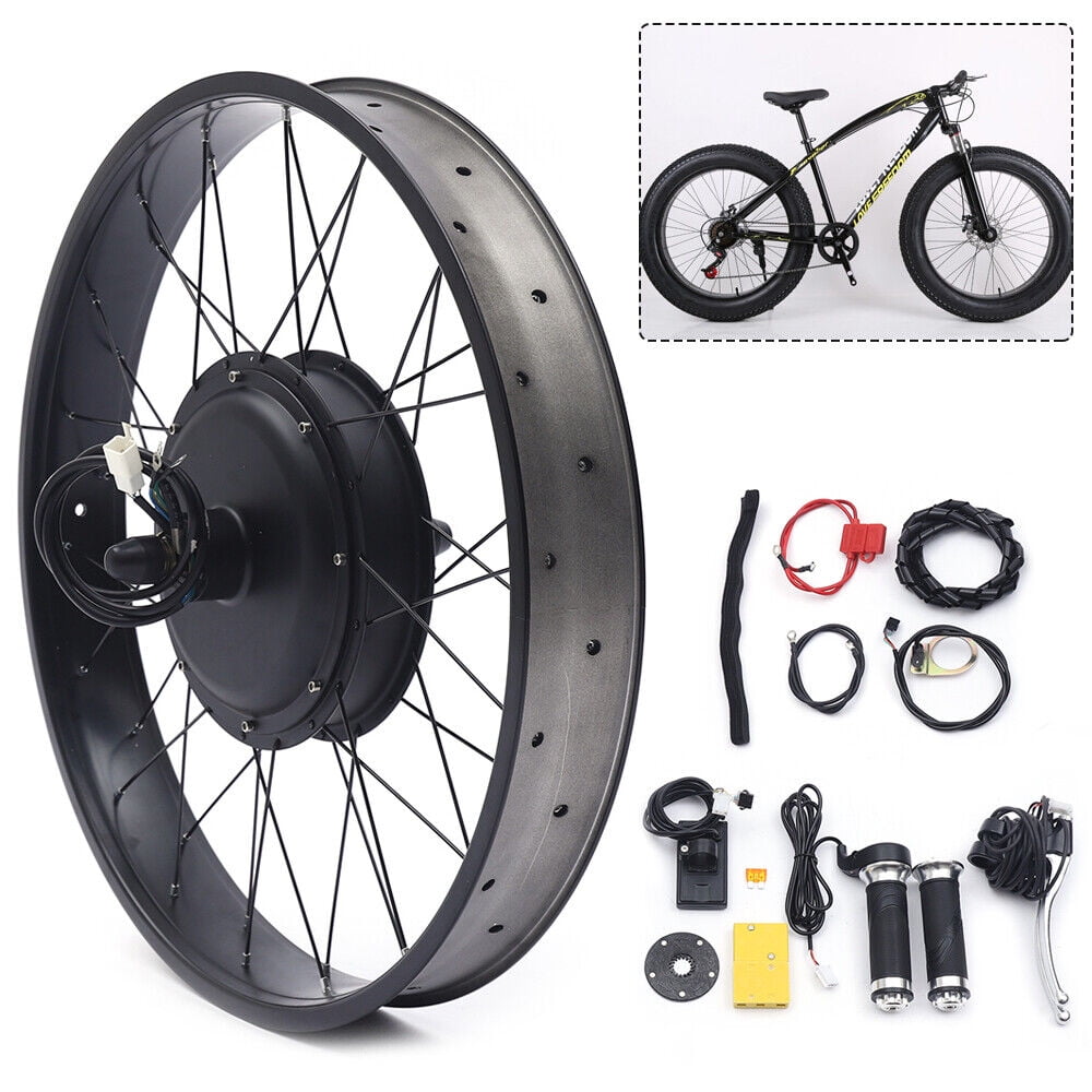 48V 1500W 26" Rear Wheel Hub Motor Fat Electric E Bike Conversion Kit