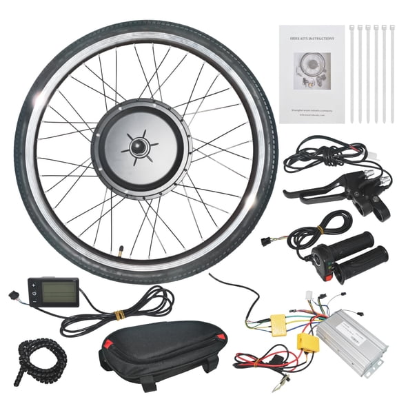 48V 1500W Ebike Conversion Kit - 26" Front Wheel Cassette Hub Motor Retrofit with Display/Throttle, Universal Fit for Electric Bicycles