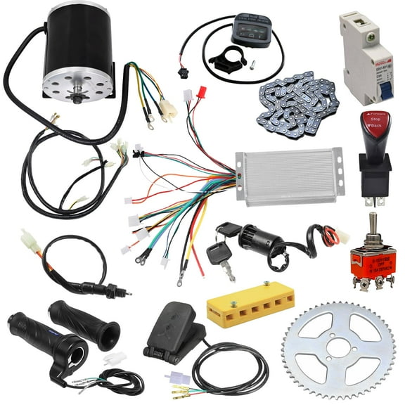 48V 1800W Brushless Motor Kit Controller T8F Chain Sprocket 3 Speed Reverse DIY Parts for Motorcycle Pit Dirt Bike E Bike Scooter ATV Quad Razor 4 Wheelers Buggy Go Kart Golf Cart