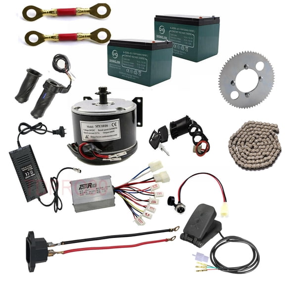 MY1020 500W 24V Electric Motor Controller Battery 25H Chain Sprocket DIY Kit for Go Kart Scooter E Bike Tricycle Motorized Bicycle ATV Quad Razor Dirt Bike Drift Trike Kit
