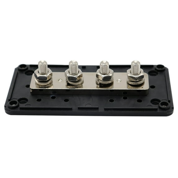 48V 300A Heavy-Duty Distribution Block with 4 Terminal for Car RV Truck Marine Vehicles Black