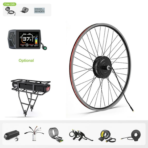 48V 500W Bafang 26" Rear Wheel Hub Motor Kits EBike Conversion Kits with EKD01 with 48V17.5AH Rear Rack Battery