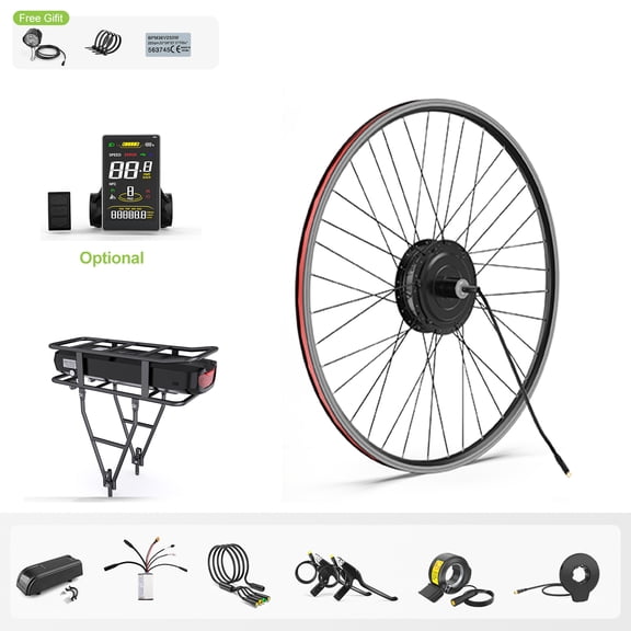 48V 500W Bafang 26" Rear Wheel Hub Motor Kits EBike Conversion Kits with SW2-M58 with 48V17.5AH Rear Rack Battery