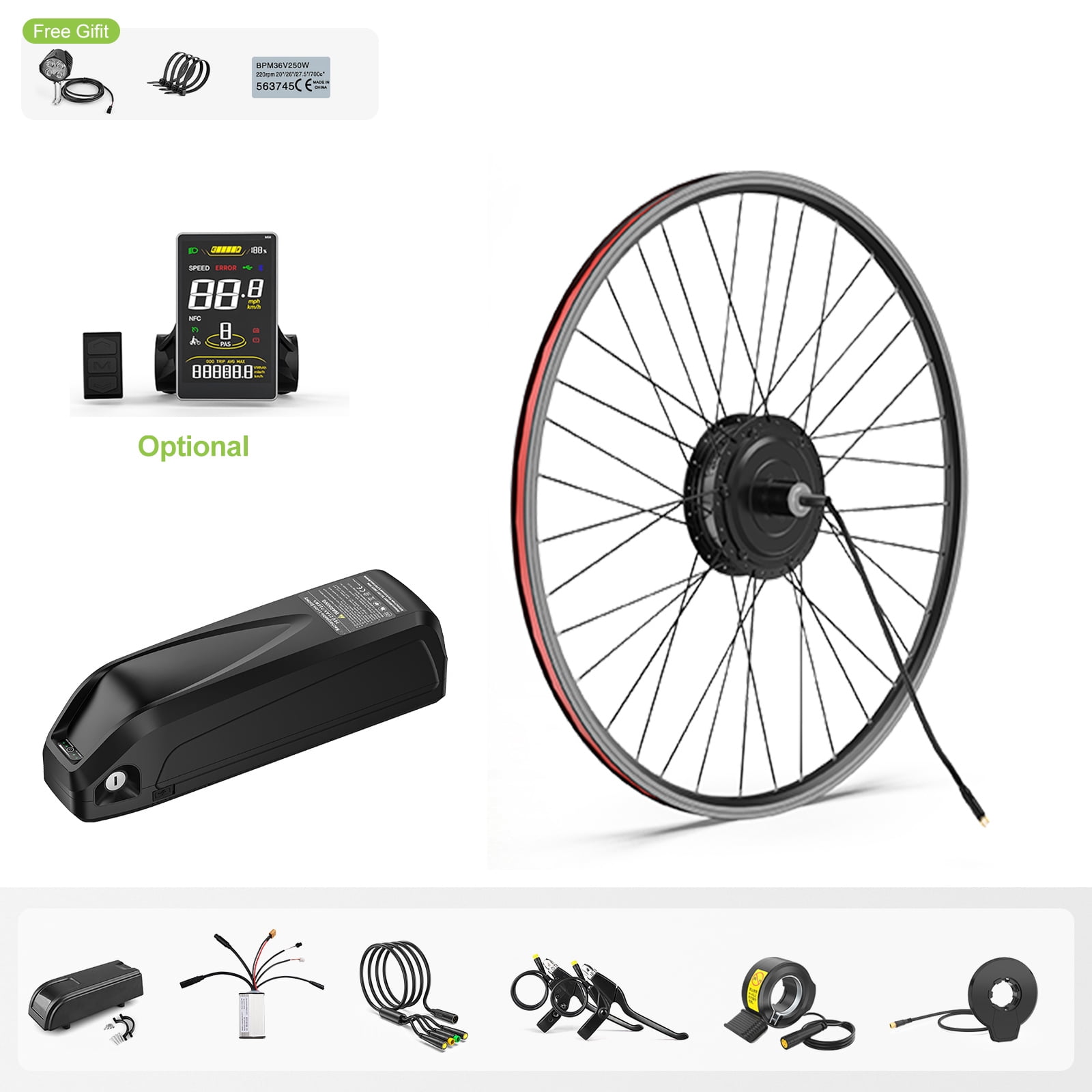 48V 500W Bafang 26" Rear Wheel Hub Motor Kits EBike Conversion Kits ...