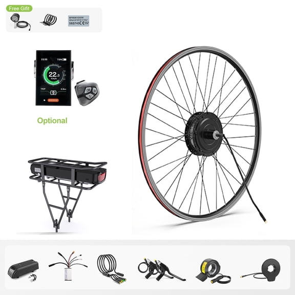 48V 500W Bafang 700C Rear Wheel Hub Motor Kits EBike Conversion Kits with DPC18 with 48V18.2AH Rear Rack Battery