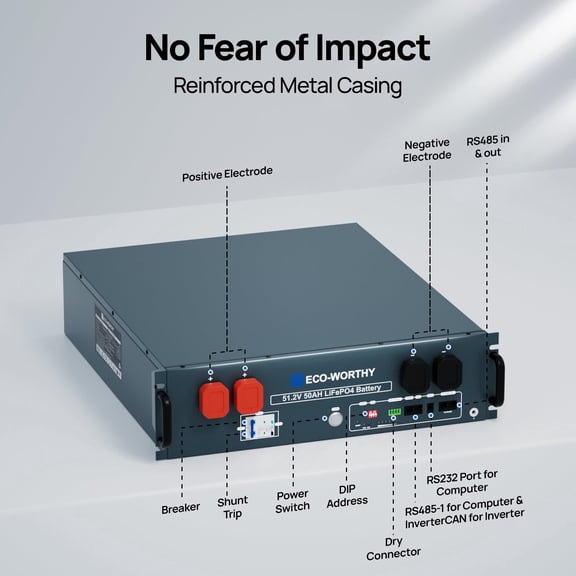 48V 50Ah LiFePO4 Server Rack Battery, 3U Rack-Mount Lithium Battery with Bluetooth & Wi-Fi, Smart BMS, CAN/RS485 Comm