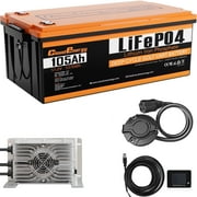 48V(51.2V) 105AH LiFePO4 Lithium Golf Cart Battery Built-in 250A BMS,3C Discharge,with 20A Charger,Mobile APP,Touch Monitor,6000+ Cycles,Perfect for Golf Carts (GFA48V-105AH with Charger)