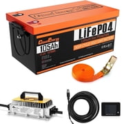 Cloudenergy 48V 105Ah LiFePO4 Lithium Golf Cart Battery with 250A BMS, Bluetooth App, Touch Display, 6000+ Cycles, Charger