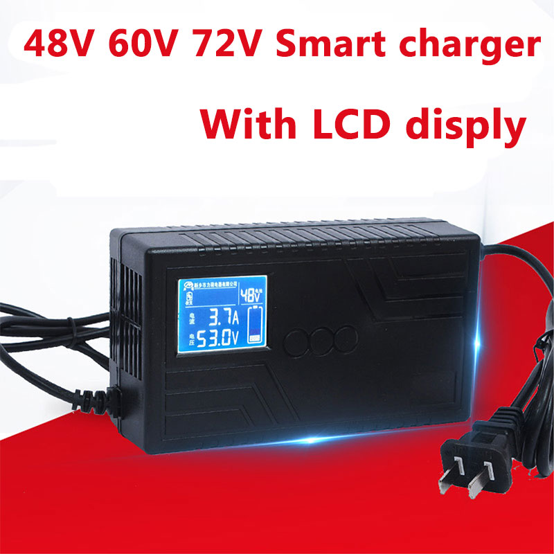 48V 60V 72V lipo li ion lifepo4 Lead acid battery smart charger LCD