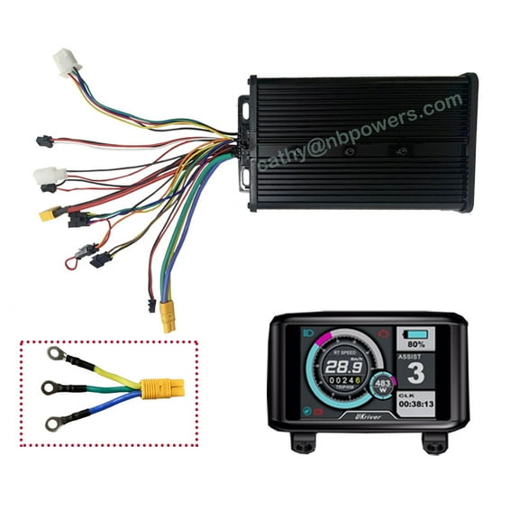 48V-72V 45A Sine Wave Dual Hall Controller+UKC1 TFT Color Screen Displayfor 2000W Ebike Kits