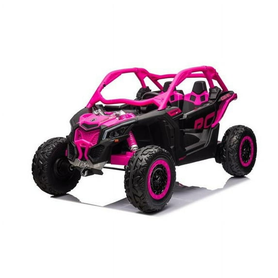 Artes Suppliers 48V Can Am Maverick UTV 2-Seater Ride-On Car with Leather Seat, Pink