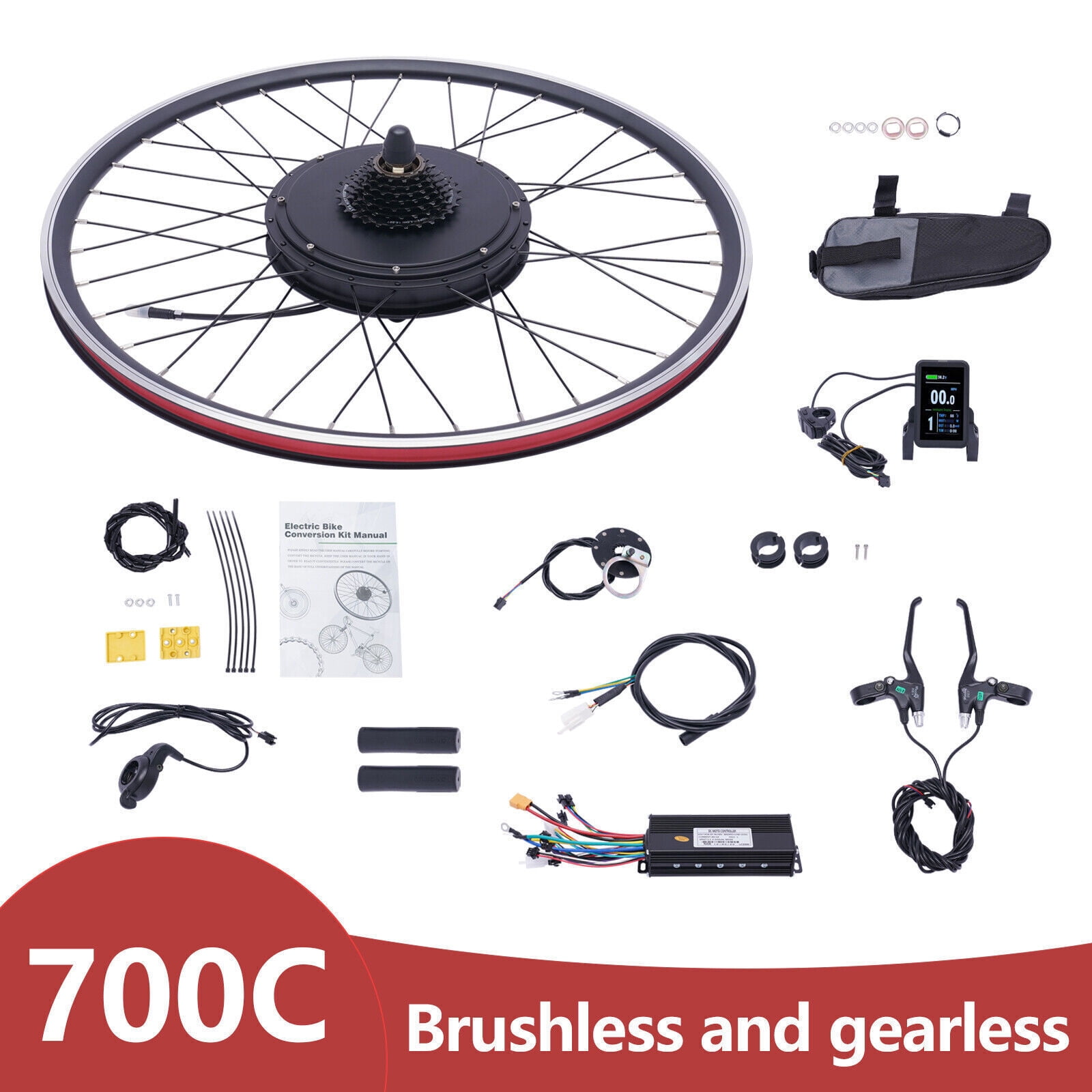 48V EBike Conversion Kit 700C Front/Rear Wheel&1000 Watt Hub Motor