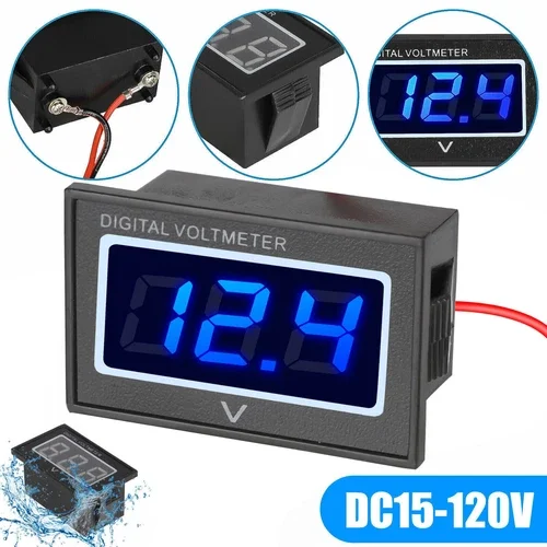 48V Golf Cart Blue Led Digital Battery Voltage Meter Gauge For Yamaha Waterproof