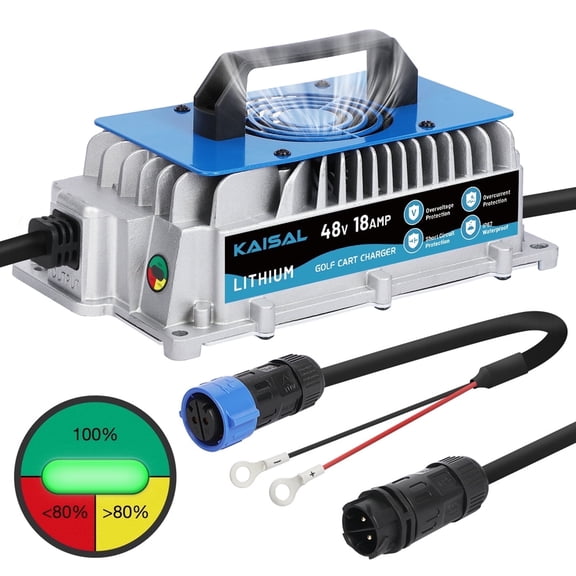 48V 18A Golf Cart Battery Charger Lithium Battery Charger IP67 Waterproof, for Golf Cart, Forklift, Boat, Solar, RV, Off-Grid