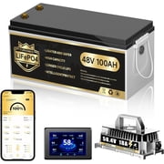 48V Lithium Battery Golf Cart, 48 Volt 100Ah Golf Cart Battery Conversion Kit with 18A Charger & Touch Monitor, Built in 200A Smart BMS, 10.24kW Output, Max Peak Current 1000A, Prefect for Golf Cart