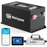 48V Lithium Battery Golf Cart Batteries Kit Built-in 200A BMS Steel Casing 48V 100Ah LiFePO4 Battery 10000 Cycles with 18A Charger Bluetooth Touch Display & APP Max 10.24kW Power Output for Golf Cart