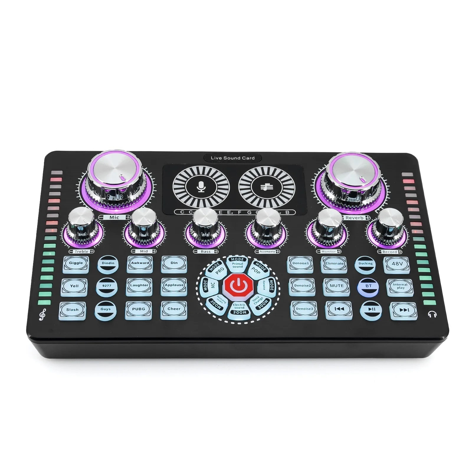 48V Live Sound Card Podcast Equipment Bluetooth-compatible Microphone Audio Mixer Sound Mixer Voice Changer For Live Streaming ,Precision Control