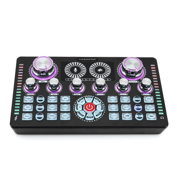 48V Live Sound Card Podcast Equipment Bluetooth-compatible Microphone Audio Mixer Sound Mixer Voice Changer For Live Streaming ,Precision Control