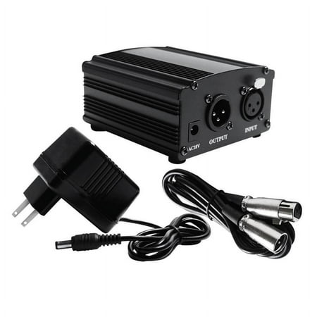 48V Phantom Power Supply Powered+XLR 3 Pin Cable for Condenser Microphone,Music Recording Equipment