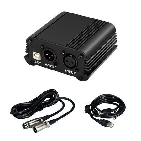 48V Power Supply With USB Cable XLR 3 Pin Mic Audio Cable For Condenser Microphone Recording Equipment