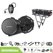48V500W BAFANG BBS02B Mid Drive Motor Electric Conversion Kit CAN Protocol with VD03 Display 44T Chainwheel For 68-73mm Mountain Ebike Road Bike with 48V18.2AH Rear Rack Battery