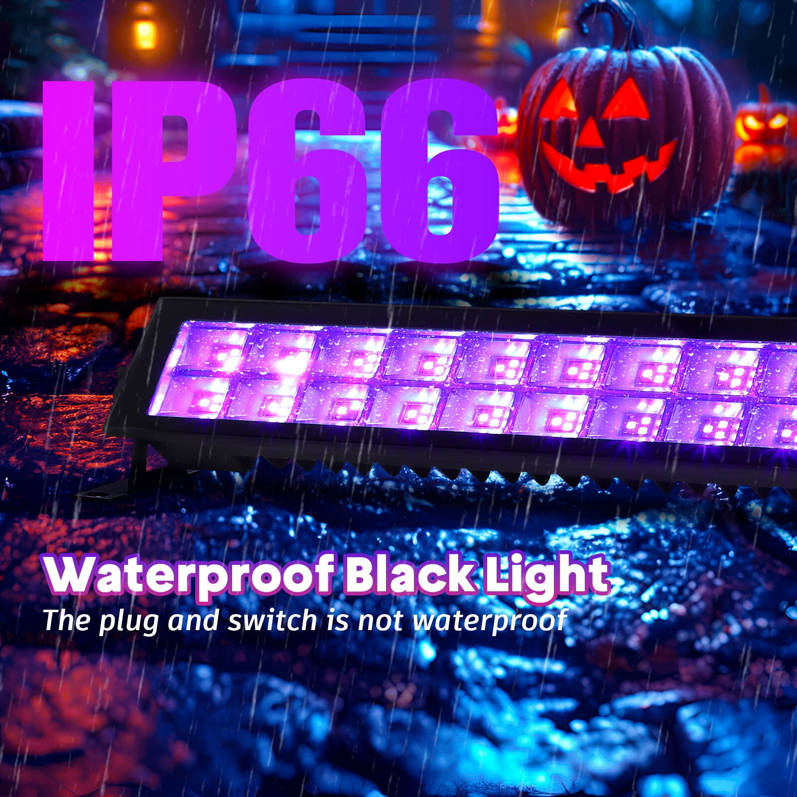 48W 72 LEDs Black Light Bar, IP66 Waterproof Blacklight Flood Light