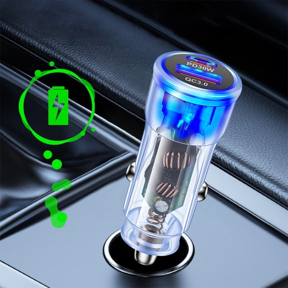 48W Car Charger PD30W QC3.0 Fast Charge Dual Port 12-30V For Cars Trucks SUVs