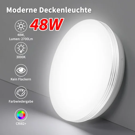 48W Led Panel Ceiling Light Flush Mount Kitchen Home Kitchen Fixture Lamp 19Inch