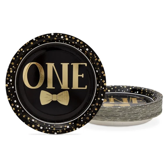 48X Plastic Paper Plates For Baby Boy 1St Birthday Party Decoration Supplies 9"