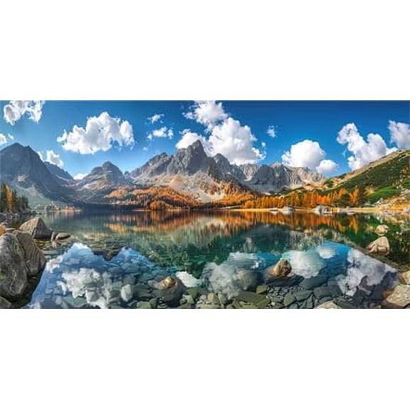 48X18IN, Natural Mountain Aquarium Background, Art Natural Landscape Theme Fish Tank Background, Crawling Terrarium Background with 8 EVA Double-Sided Tape