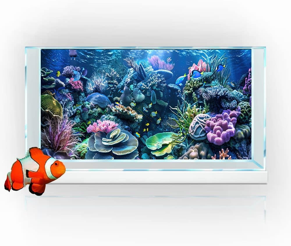 48X20IN Natural Background Aquarium Background, 3D Image of Underwater