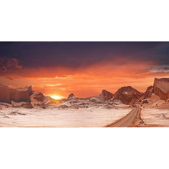 48X20IN, Sun and Desert Moon Themed Reptile Habitat on Orange Durable Decorative Background, Terrarium Background with 8 EVA Double-Sided Tape