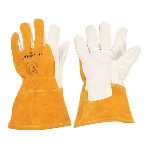 48XL Welding Gloves MIG TIG Leather Pearl XL - 13 Inch Gauntlet Heat Resistant Work Gloves for Welding, Goatskin Palm, Split Cowhide, Kevlar Stitching