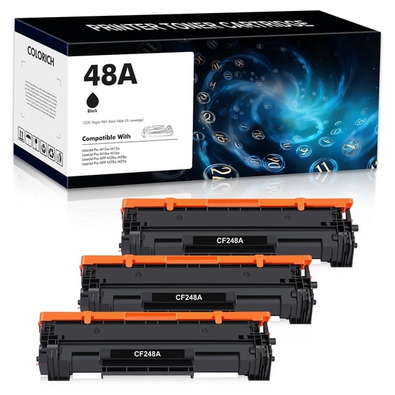 Colorich Compatible for HP CF248A 48A Toner Cartridge 3-PACK for Laserjet Pro MFP M15w M29w M28w M15a M28 M31 M15 M14 M17 M28a M30w M31w M29a M16a M16w Laser Printer (Black)