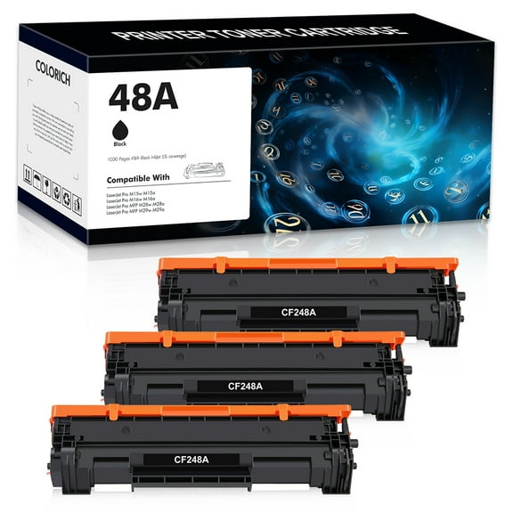 48a Toner Cartridge 3-PACK Compatible for HP CF248A 48A for HP Laserjet Pro MFP M15w M29w M28w M15a M28 M31 M15 M14 M17 M28a M30w M31w M29a M16a M16w Laser Printer (Black)