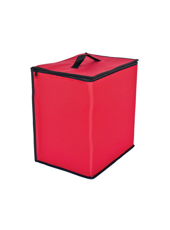 48ct Red and Black Zip Up Christmas Ornament Storage Tub