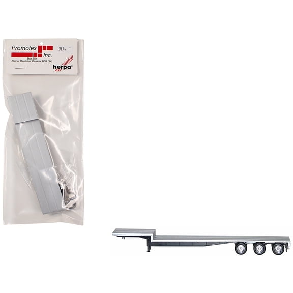 48ft 3-Axle Drop Deck Trailer with Chrome Wheels and Silver Top 1/87 (HO) Plastic Model by Promotex